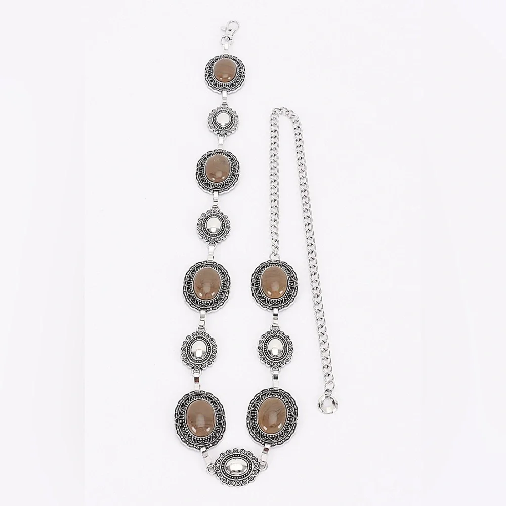 Vintage Acrylic Metal Chain Statement Belt